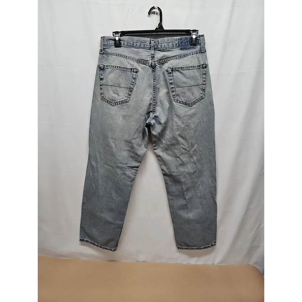Levi Strauss Signature Men Blue Relaxed Fit Distressed Classic Denim Jeans 36x30